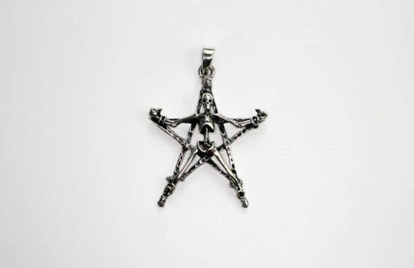 Anhänger für Halskette Skelett in Pentagramm massiv Silber 925