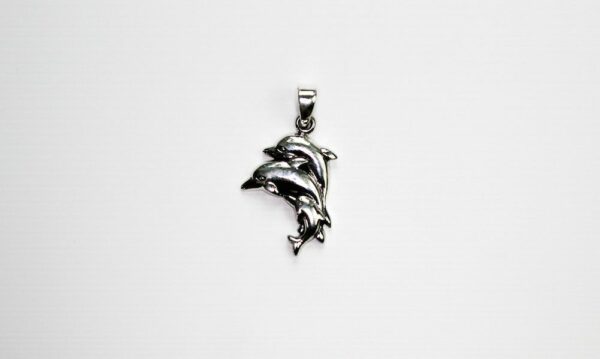 Anhänger für Halskette Delfin Familie massiv Silber 925