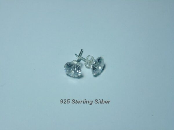 Ohrstecker 925 Sterling Silber mit Zirkonia 8mm  in Diamanten Form Klar
