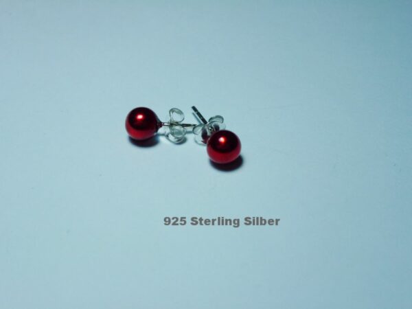 Ohrstecker 925 Sterling Silber Kugel Rot Ohrring Damen Kinder Geschenkidee