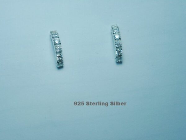 Ohrstecker 925 Sterling Silber 6 Zirkonias in Reihe gebogen
