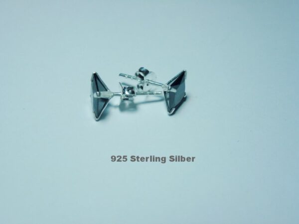Ohrstecker 925 Sterling Silber mit Zirkonia Kegel Quadrat Schwarz