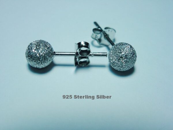 Ohrstecker 925 Sterling Silber Kugel Laserfinish Rodiert 5 mm Kinder Damen Geschenidee