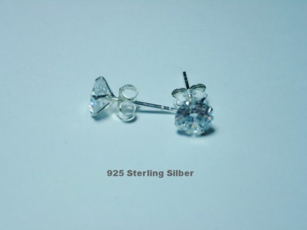 Ohrstecker 925 Sterling Silber 6mm Zirkonia Klar Damant Form