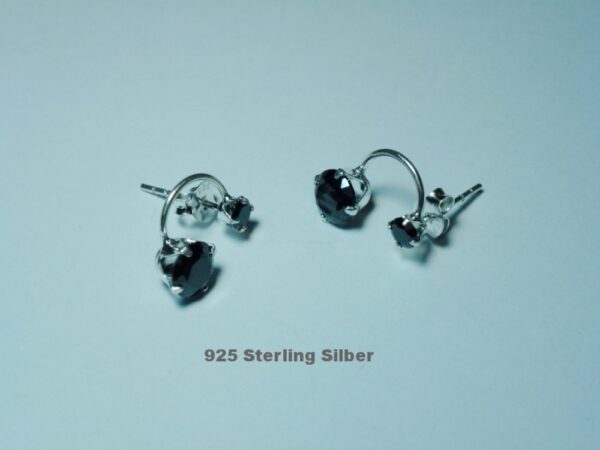 Ohrstecker 925 Sterling Silber 2 Zirkonia Schwarz Korea Stayle Diamant Form