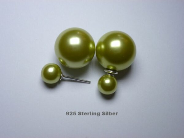Ohrstecker 925 Sterling Silber Doppel perle Grün Doppelperle Ohrring