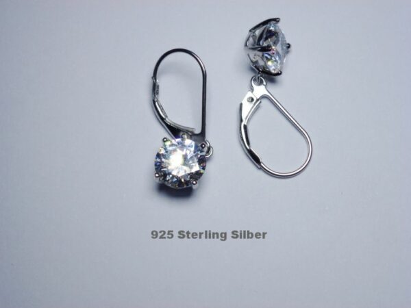 Ohrring 925 Sterling Silber 8mm Zirkonia Diamant form Brisur